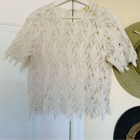 EUC Boutique Brand Love J White/Ivory See-Through Lace Top Blouse | Size: M - Picture 2 of 10